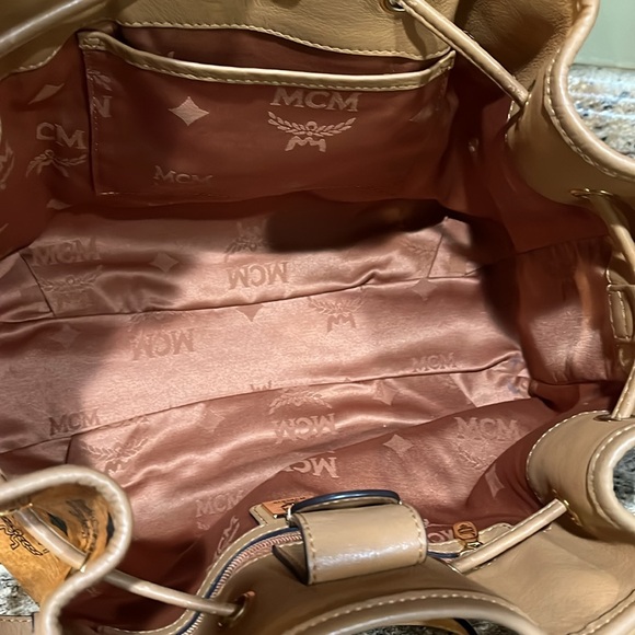 MCM EUC Visetos Leather-Trimmed Shoulder Bag - Picture 12 of 13